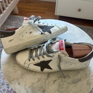 Golden Goose Men's White Sneakers with Grey - Size 42 - Like New
